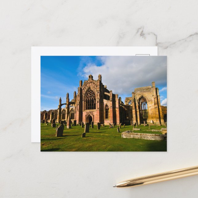Melrose Abbey, Scotland Postcard (Front/Back In Situ)