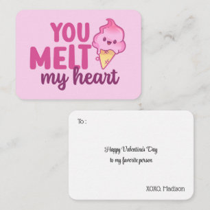 Melt My Heart Funny Pun Cute Pink Valentine's Day Card