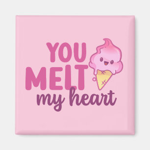 Melt My Heart Funny Pun Cute Valentine's Day Pink Magnet