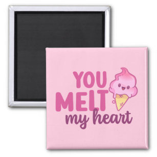 Melt My Heart Funny Pun Cute Valentine's Day Pink Magnet