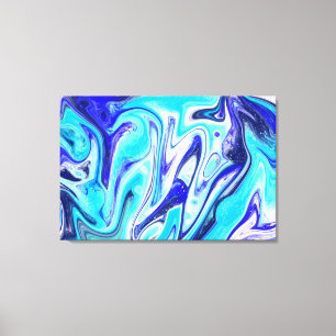 Melted Blue Marble Fluid Art Canvas Print