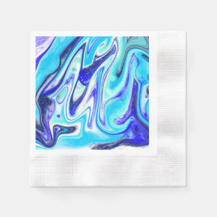 Melted Blue Marble Fluid Art Napkin
