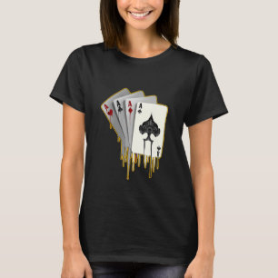 Melted Cards Game Showing 4 Aces Melting Design T-Shirt