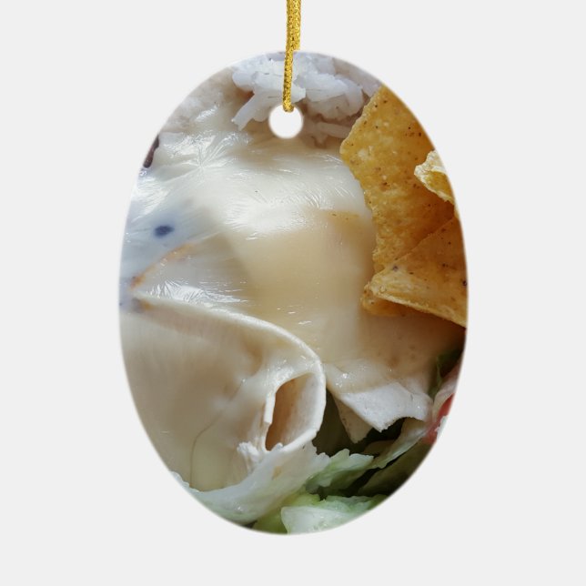 Melted Cheese Nacho Funny Food Ceramic Ornament (Front)