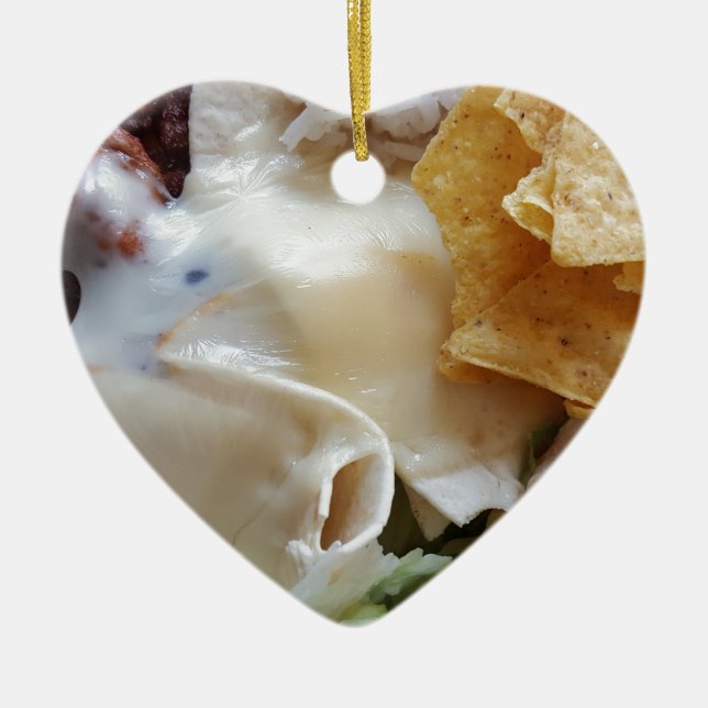 Melted Cheese Nacho Funny Food Ceramic Tree Decoration (Front)