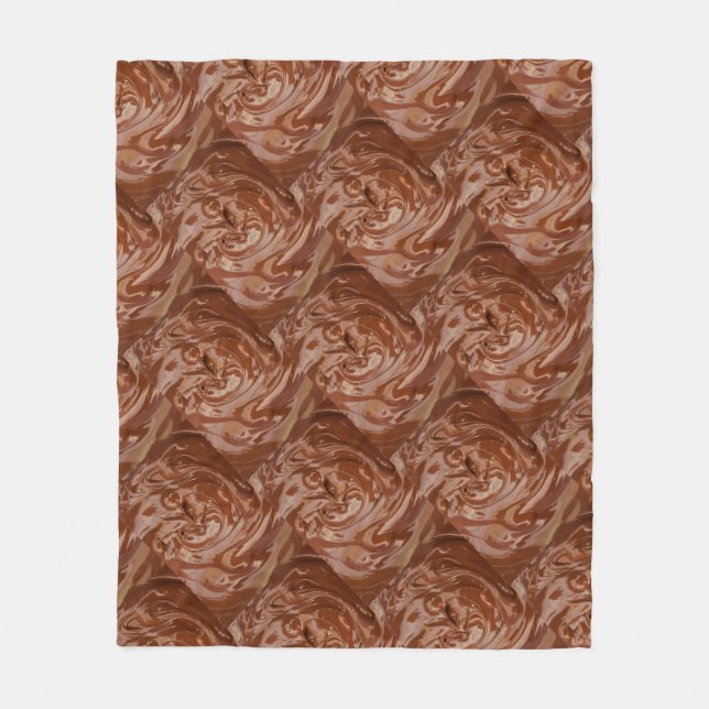 Melted chocolate cocoa fudge swirl dessert fleece blanket (Front)
