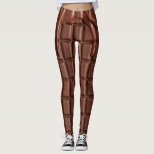 Melted chocolate dripping over a chocolate block leggings