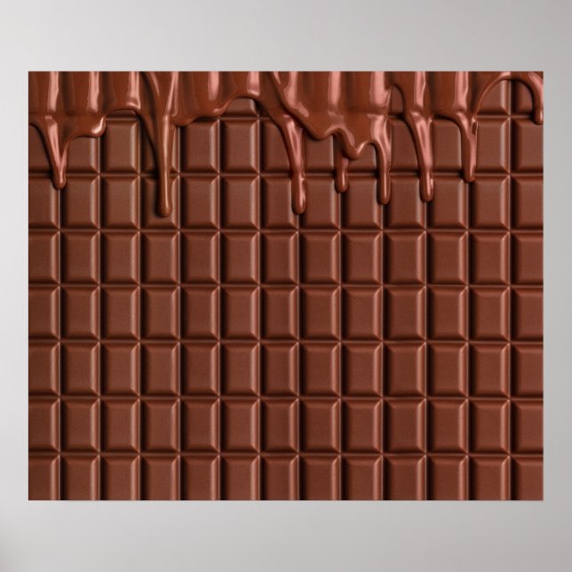 Melted chocolate dripping over a chocolate block poster (Front)