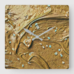 Melted chocolate ice cream cake sprinkles square wall clock