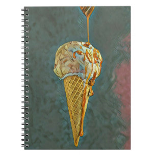 Melted chocolate ice cream cone notebook