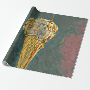 Melted chocolate ice cream cone wrapping paper