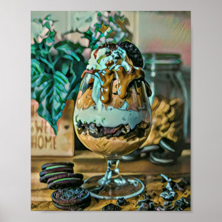 Melted chocolate ice cream shop scoop poster