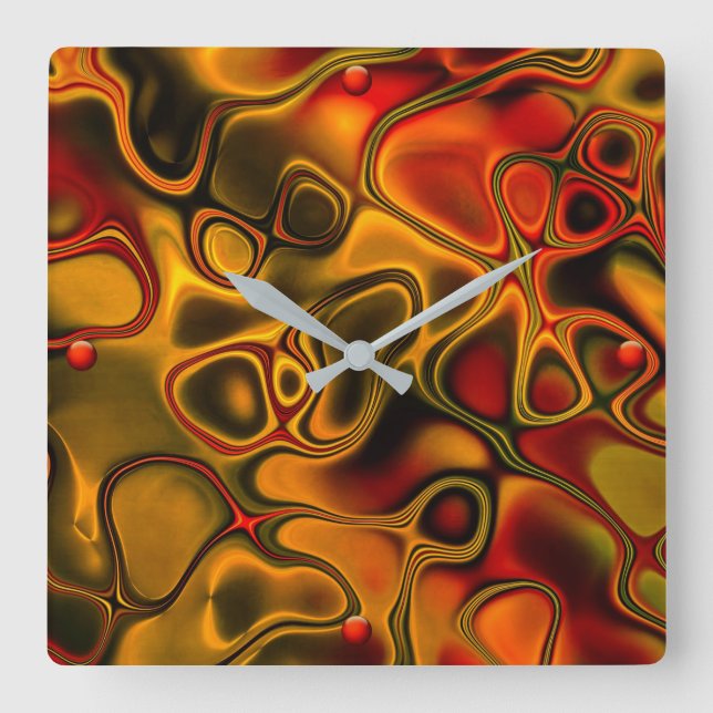 Melted Chocolate Square Wall Clock (Front)