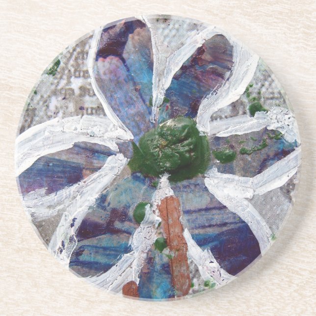 Melted Crayon Floral Design Coaster (Front)