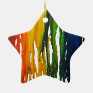 Melted Crayon on canvass Ceramic Ornament