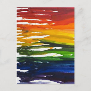Melted Crayon on canvass Postcard