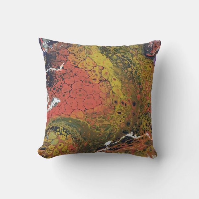 Melted Crayon Series - Acrylic Pour painting as Cushion (Front)