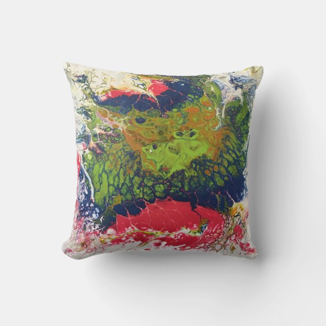 Melted Crayon Series - acrylic pour painting. Cushion (Front)