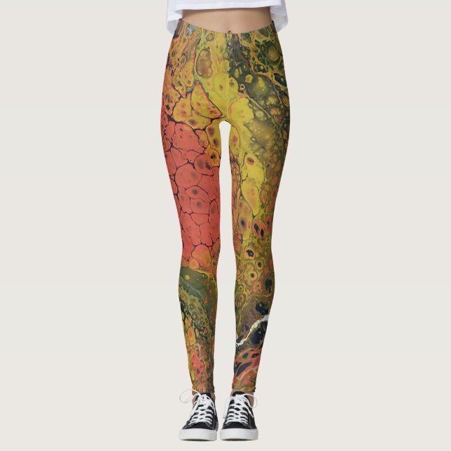Melted Crayon Series - Acrylic pours as Leggings (Front)