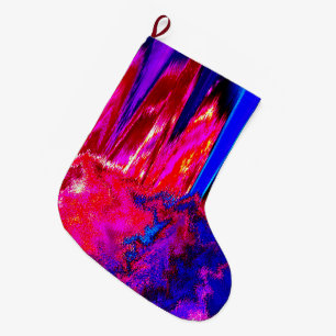 Melted Glitch Red and Blue Large Christmas Stocking