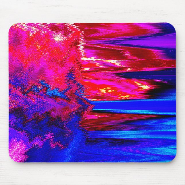 Melted Glitch Red and Blue Mouse Pad (Front)