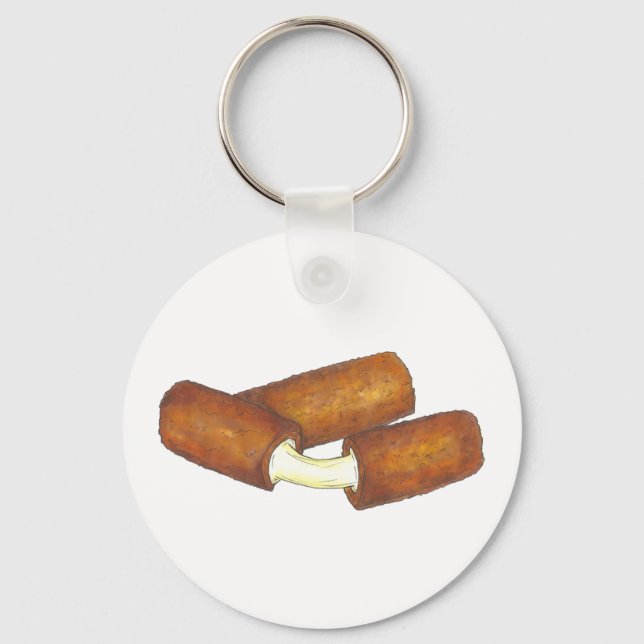 Melted Mozzarella Cheese Sticks Junk Food Foodie Key Ring (Front)