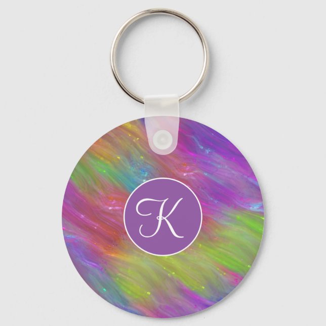 Melted Rainbow Glass Keychain (Front)