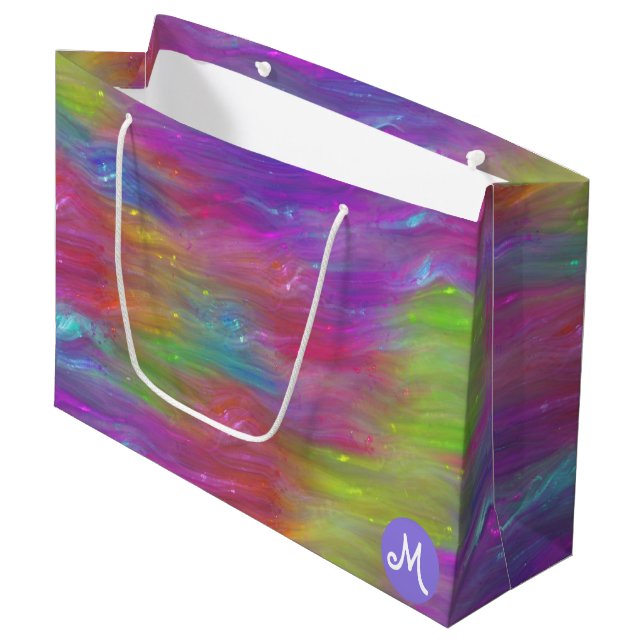 Melted Rainbow Glass Monogram Gift Bag (Front Angled)