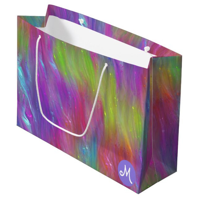 Melted Rainbow Glass Monogram Gift Bag (Front Angled)