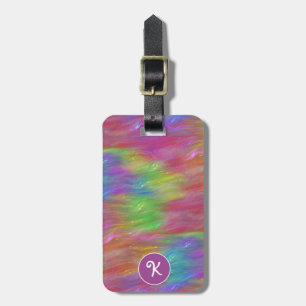 Melted Rainbow Glass Personalised Luggage Tag