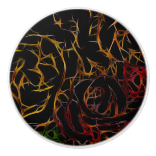 Melted Red Orange Green Black Abstract Light Ceramic Knob