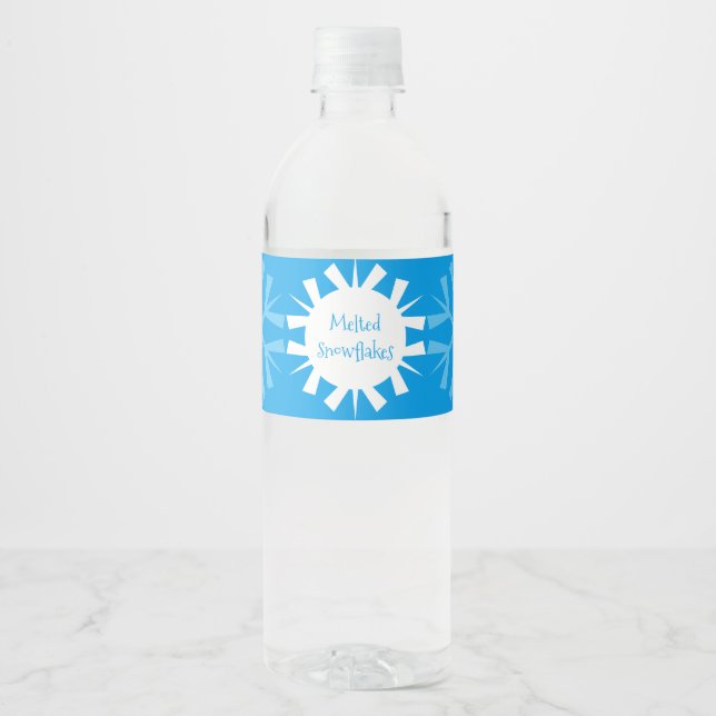 MELTED SNOWFLAKES Funny Water Bottle Label (Front)
