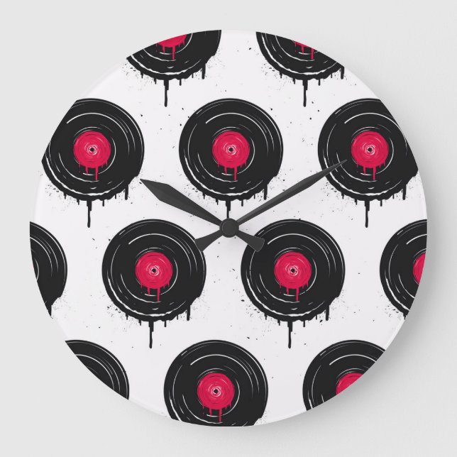 Melted vinyl records, artistic pattern. large clock (Front)