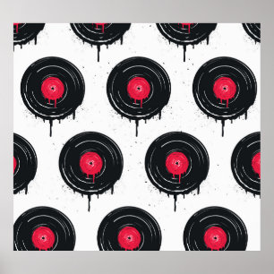 Melted vinyl records, artistic pattern. poster