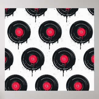 Melted vinyl records, artistic pattern. poster