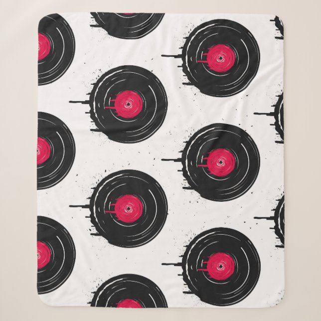 Melted vinyl records, artistic pattern. sherpa blanket (Front)