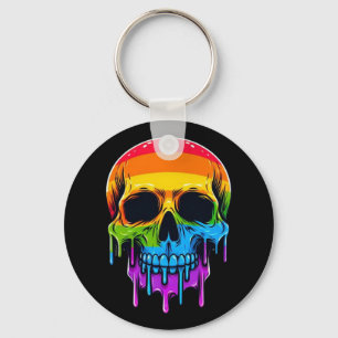 Melthing Rainbow Skull Key Ring