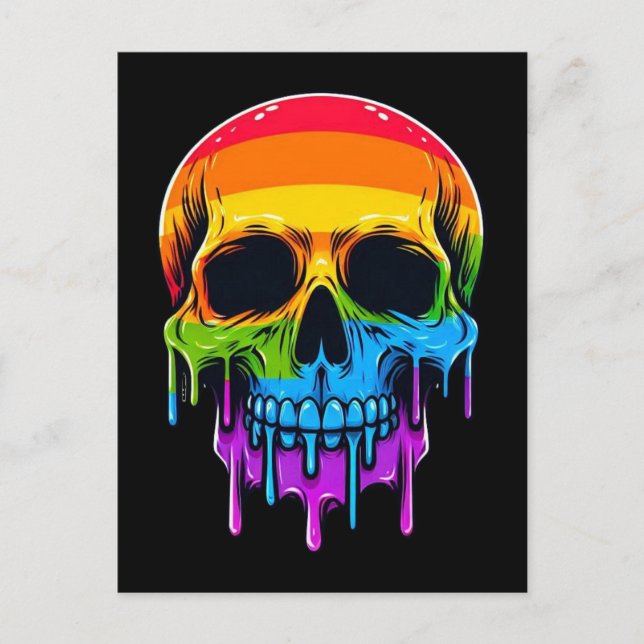 Melthing Rainbow Skull Postcard (Front)