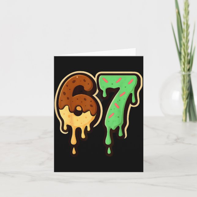 Melting 67 Dessert Style Ice Cream Drip Number Art Card (Front)