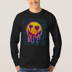 Melting Acid Smile Face Psychodelic Vaporwave Aest T-Shirt