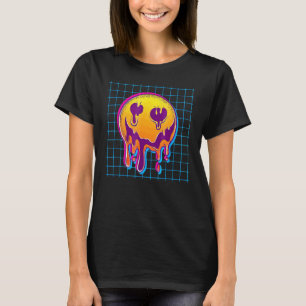 Melting Acid Smile Face Psychodelic Vaporwave Aest T-Shirt
