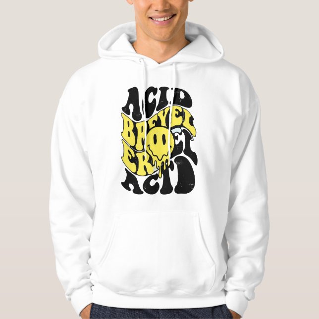 Melting Acid Smiley Face Psychedelic Liquid Typogr Hoodie (Front)