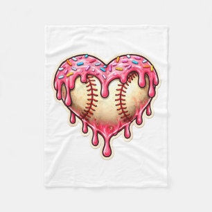 Melting Baseball Drip Heart Softball Player Lover Fleece Blanket