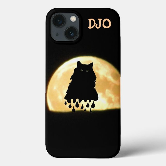 Melting Black Cat and Full Moon Case-Mate iPhone Case (Back)