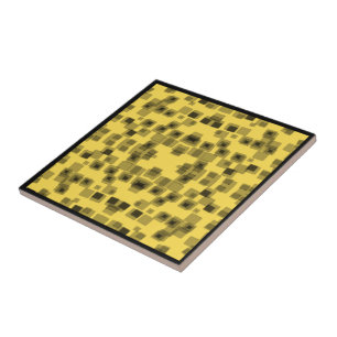 Melting Black Ice Cubes On Golden Butter Ceramic Tile