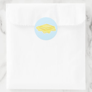 Melting Butter Pat on Blue Classic Round Sticker