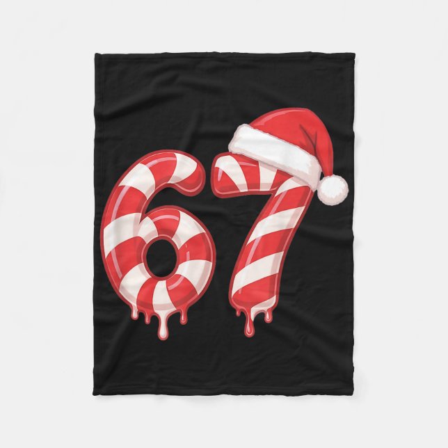 Melting Candy Cane 67 Christmas Design  Fleece Blanket (Front)