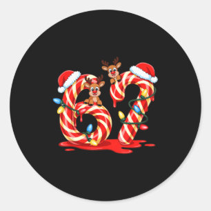 Melting Candy Cane 67 Christmas Design Santa Hat H Classic Round Sticker