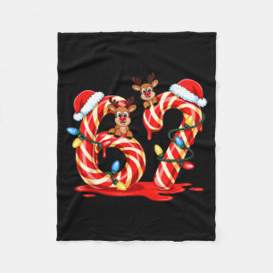 Melting Candy Cane 67 Christmas Design Santa Hat H Fleece Blanket
