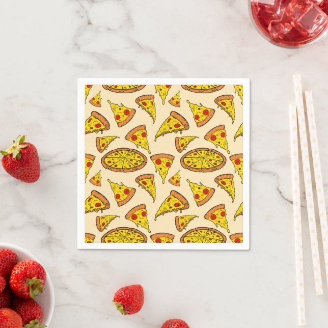 Melting Cheese Pizza Pattern Napkin (Insitu)